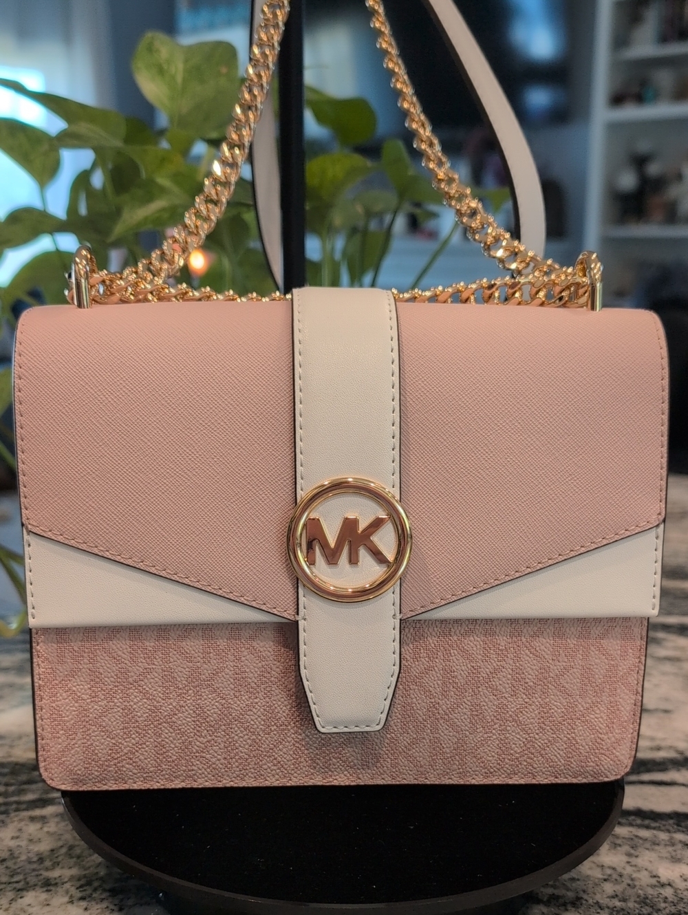 Michael Kors Pink and White Signature Crossbody Bag